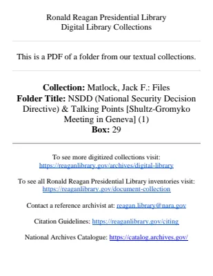 NSDD (National Security Decision Directive) and Talking Points [Shultz-Gromyko Meeting in Geneva] (1)