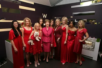 Mrs. Laura Bush Joins Celebrity Models Participating in the Red Dress Collection Celebrity Fashion Show