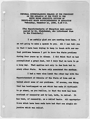 Informal Extemporaneous Remarks On The Occasion Of The Visit To The White House Executive Offices Of Thirty-Six State Superintendents Of Education