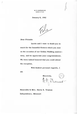 Letter from William N. Deramus, Jr. to Former President Harry S. Truman