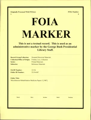 Miscellaneous Rehabilitation Medicine Papers 3 [1987]