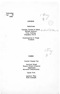 White House Luncheon and Dinner Menu