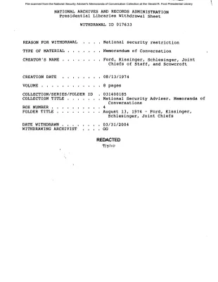 August 13, 1974 - Ford, Kissinger, Schlesinger, Joint Chiefs