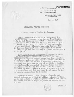 Memorandum from Acting Secretary of State Joseph Grew to President Harry S. Truman