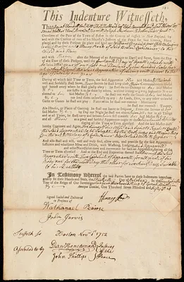 William Chapin indentured to apprentice with Henry Roads of Boston, 30 October 1752
