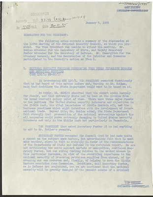 Memorandum for President Harry S. Truman