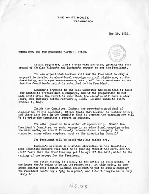 Memorandum from Philleo Nash to David Niles