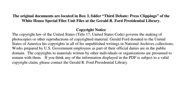 Third Debate: Press Clippings