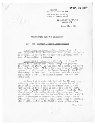 Memorandum from Acting Secretary of State Joseph Grew to President Harry S. Truman