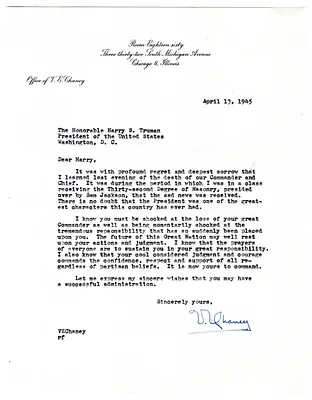 Correspondence Between Harry S. Truman and Verne E. Chaney