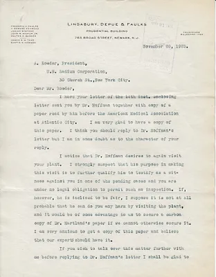 Letters Received to A. Roeder, November 20, 1925