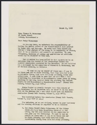 Herbert Brutus Ehrmann Papers, 1906-1970. Sacco-Vanzetti. William G. Thompson: important letters, 1926-1935. Box 14, Folder 16, Harvard Law School Library, Historical & Special Collections
