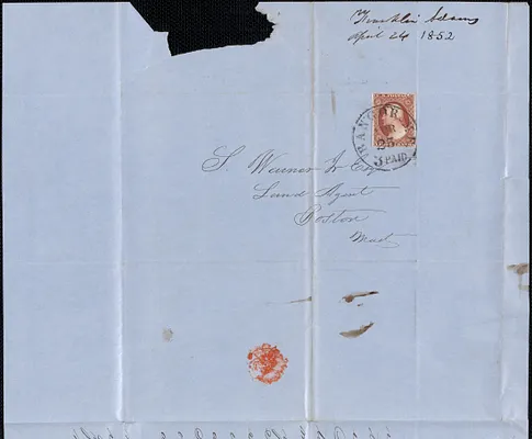 Franklin Adams to Samuel Warner, 24 April 1852