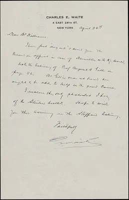 Letter from Charles E. Waite to Harold P. Williams, District Attorney (Southeastern District)
