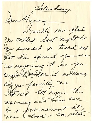 Letter from Bess W. Truman to Harry S. Truman