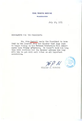 Memorandum from William J. Hopkins to President Harry S. Truman
