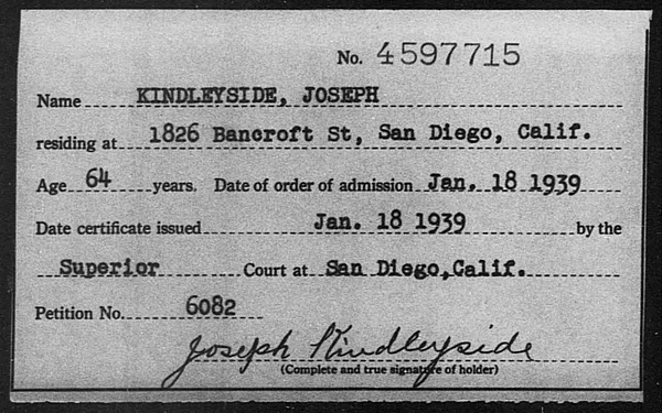 Kindleyside, Joseph - 1939