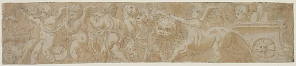 Chariot Drawn by Lions with Amorini (recto)