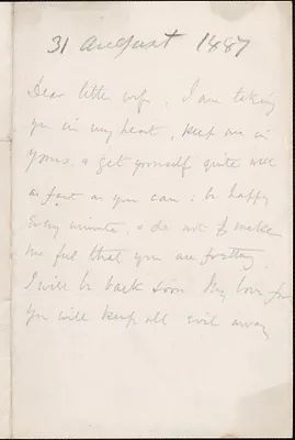 [John Biddulph Martin] autograph note to [Victoria Woodhull Martin], August 31, 1887