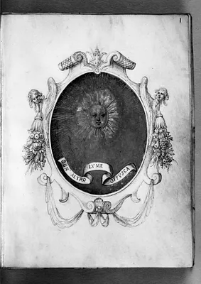 Emblems:collection of italian mottoes; 14 miniat.;symbolism of sun;