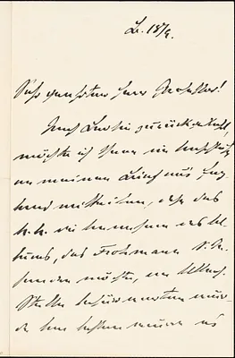 Bussche-Haddenhausen, Hilmar, 1867-1939 autograph letter signed to Hugo Münsterberg, Berlin?, 18 April