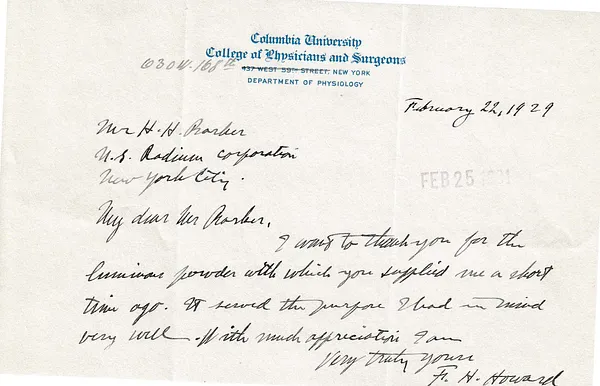 Letters Received to H.H. Barker, February 22, 1929