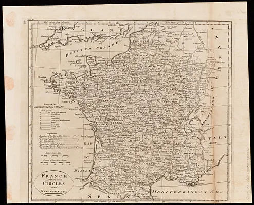 France divided into circles and departments
