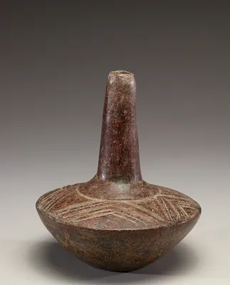 Bottle with Sharp Shoulders with Incised Design