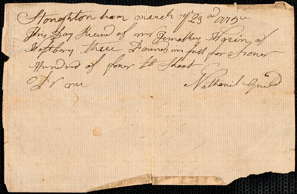 Bills and Receipts for Supplies and Services, 1775-1781