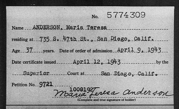 Anderson, Maria Teresa - 1943