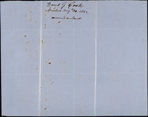 David G. Cook to Samuel Warner, 30 August 1852