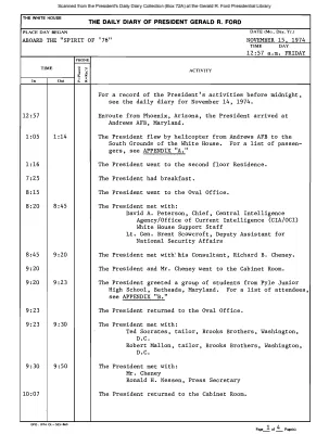 President Gerald R. Ford's Daily Diary, November 15, 1974