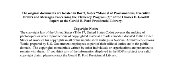 Manual of Proclamations, Executive Orders and Messages Concerning the Clemency Program (2)