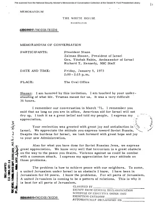 January 5, 1973 - Nixon, Israeli President Zalman Shazar