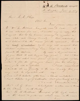 Letter from William H. Stoddard, Northampton, to Amos Augustus Phelps, June 17. 1839