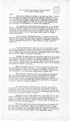 Copy of New York Times Newspaper Article, "Text of General MacArthur's Korea Statement"