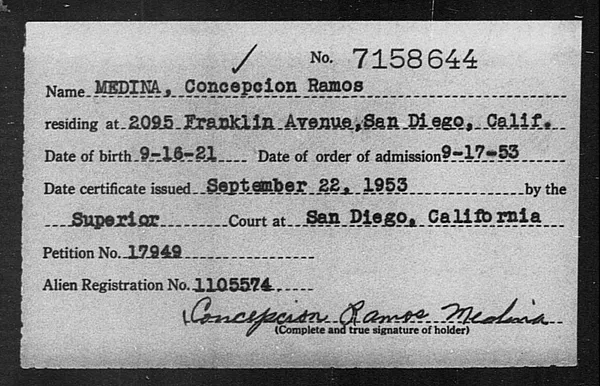 Medina, Concepcion Ramos - 1953