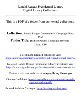 [Ronald Reagan Campaign Brochure]