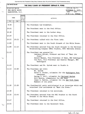 President Gerald R. Ford's Daily Diary, November 09, 1975