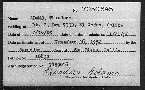 Adams, Theodora - 1952