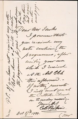 Letter from Charles C. Perkins to Francis H. Jenks, 1880 October 27