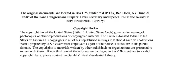 GOP Tea, Red Hook, NY, June 22, 1968
