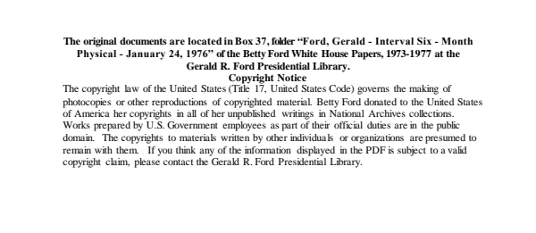 Ford, Gerald - Interval Six-Month Physical - January 24, 1976