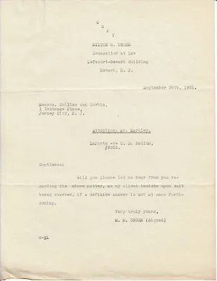 Letters Sent to Mr. Markley [E.A. Markley], September 28, 1931