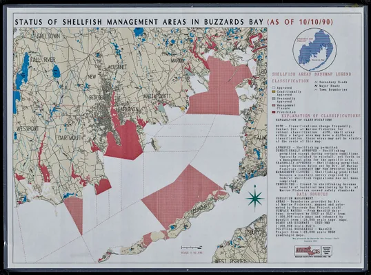 Status of shellfish management areas in Buzzards Bay (as of 10/10/90)