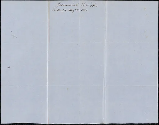 Jeremiah Drisko to Samuel Warner, 6 August 1852