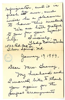 Letter from Gladys Barber to Louise Geaney