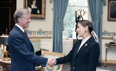 President Carter with Ruth Bader Ginsburg at Reception for Women Federal Judges, 10/3/1980