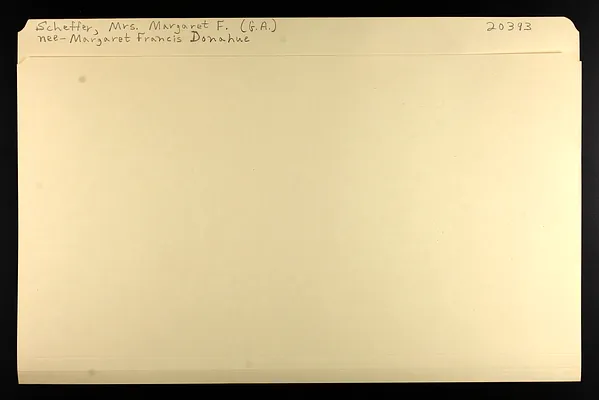Scheffer, Mrs. Margaret F. (G.A.) nee Margaret Francis Donahue