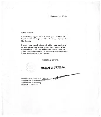Correspondence Between President Harry S. Truman and Edwin Locke, Jr.